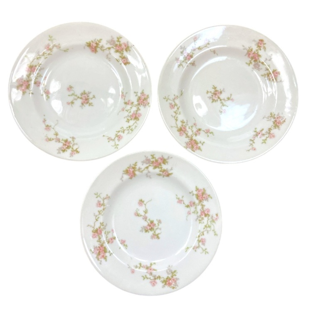 Vintage Theodore Haviland Limoges France Pink Floral Dessert Plates Set of 3
